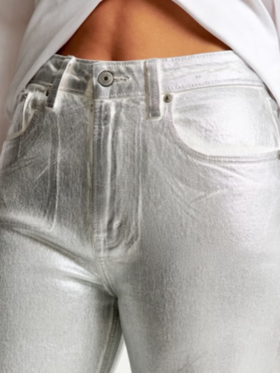Abercrombie & Fitch Curve Love The ’90s Straight Ultra High Rise Metallic Pants - Picture 4 of 13